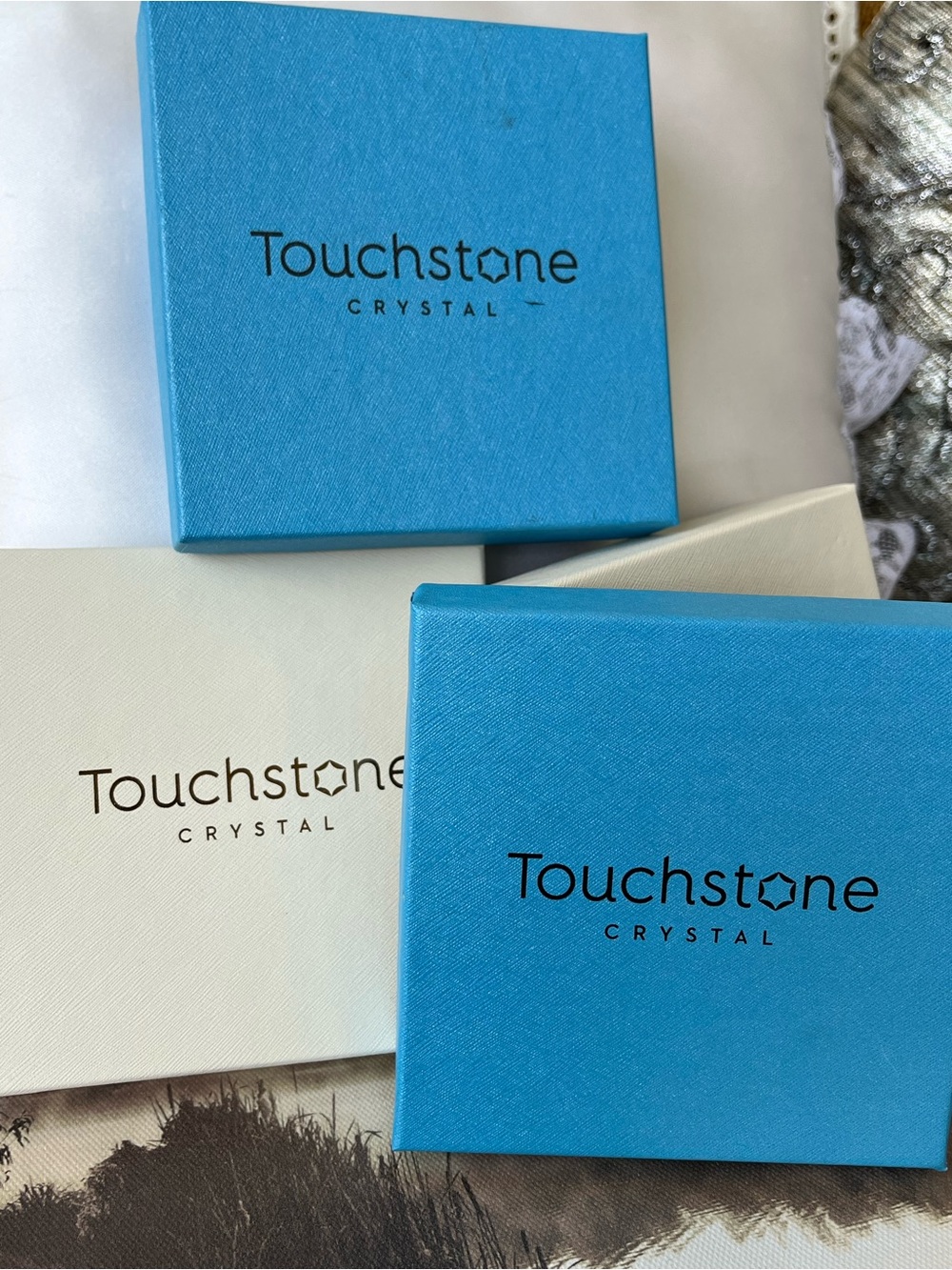 Touchstone Crystal Gold Hoop Earrings with Clear Crystals, BNIB - Picture 5 of 9